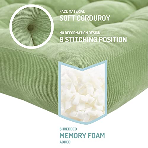 Degrees of Comfort Meditation Floor Pillow, Square Large Pillows Seating for Adults, Tufted Corduroy Cushion for Living Room Tatami, Green 22x22 Inch - color: Square | Green | 1 Pack, size: 1 Pack