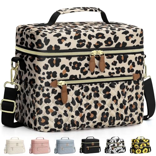 Capolo Lunch Box for Women Men Adults,Insulated Lunch Bag Leakproof Lunch Cooler Box with Removable Strap Cute Lunch Tote Bags Reusable Thermal Lunchbox for School Work Picnic(Small,Leopard) - color: Leopard, size: Small