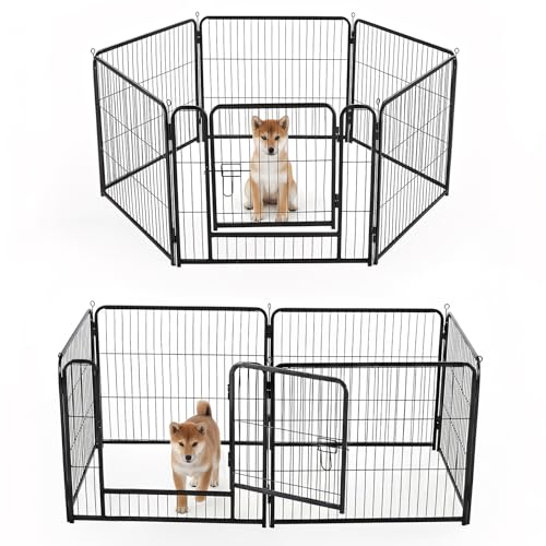 NEWBULIG Dog Playpen for Indoor 24 Inch 6 Panels - Portable Heavy Duty Metal Pet Exercise Pen with Door, Foldable Small Dog Puppy Playpen Fence for Outdoor RV, Camping, Yard, Garden - color: Black, size: 24IN