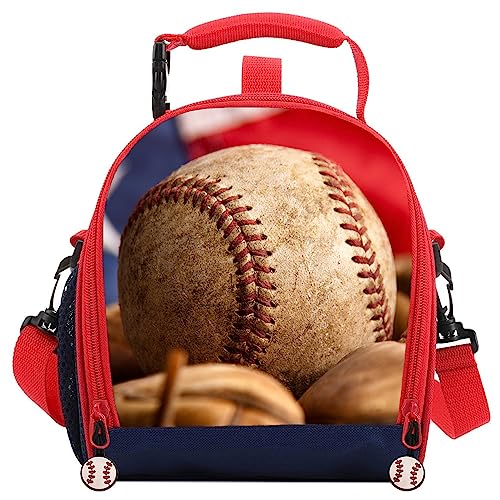 Kids Lunch Box, Lunch Tote Bags for Boys Insulated Soft Bag Back to School Thermal Meal Tote Kit Baseball Flag - color: Baseball Falg