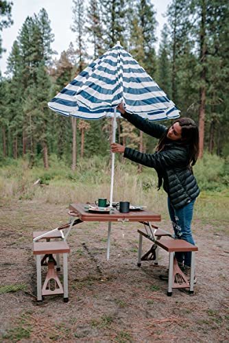 Stansport Picnic Table and Umbrella Combo - Brown