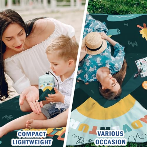Camping Pocket Picnic Blankets, Camp Mini Beach Camping Blanket Waterproof Sandproof, Welcome to The Adventure RV Outdoor Picnic Blanket Mat Gifts for Camper Campsite Travel Hiking 55x60in - color: Hill