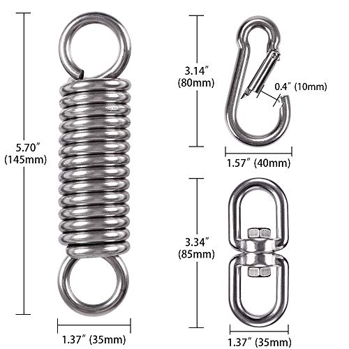 Hammock Chair Hanging Kit Swing Spring Hardware, Heavy Duty Suspension Swivel Hanger Hook for Hanging Chair, Rocking Seat, Porch Swing, Garden, 550 LB - size: Hammock Chair Kit - 1 Pack