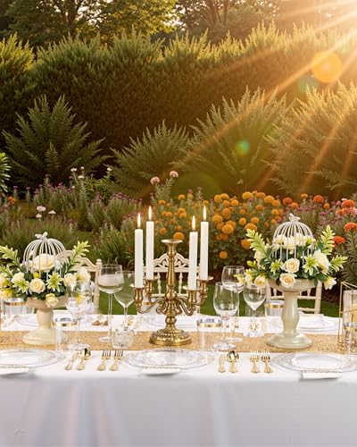 Nervure 350PCS Clear Gold Plastic Plates - Gold Plastic Dinnerware Sets for 50 Guests - 100 Disposable Plates, 150 Silverware, 50 Cups, 50 Napkins for Wedding & Party - color: Clear and Gold