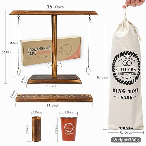 Ring Toss Game for Adults, Hook and Ring Game with Exclusive Carrying case & Unique Stainless Mini Cup, Super Easy to Assemble, XL Size(15.7" X 13"), Outdoor, Family