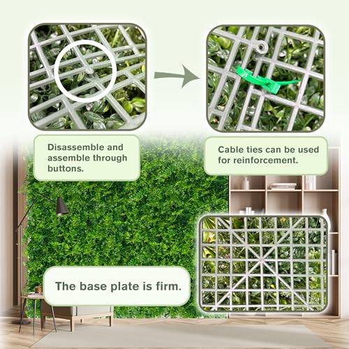 Greenery Faux Grass Wall Backdrop 72"x128" (64 SQFT) UV-Anti Artificial Green Boxwood Panel for Patio Balcony Privacy & Ivy Fence Covering Privacy, Garden, Backyard Wall Backdrop Decor - color: 3D Style 1, size: 72"x128"