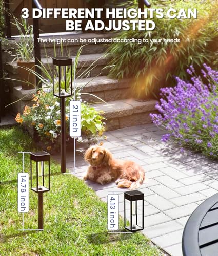12 Pack Bright Solar Pathway Lights Outdoor,IP65 Waterproof Auto On/Off Solar Garden Light Path Lights Solar Powered for Outside Yard Path Lawn Walkway Driveway Landscape Lighting Patio Decor - color: Square Warm White, size: 12 Pack