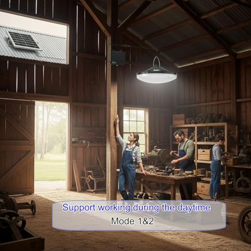 HULPPRE 3000lm Solar Shed Light Indoor Outdoor with Pull String, Daytime or Night,Dusk to Dawn,Bright with 169 LEDs,IP65 Waterproof,3 Modes,for Barn,Chicken Coop,Patio,Garden,Yard,Gazebo