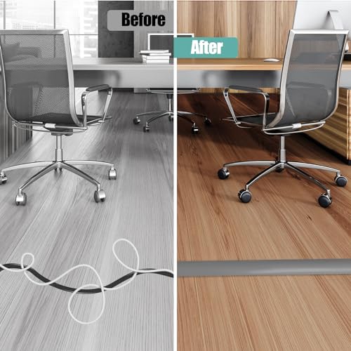 Floor Cord Cover Self Adhesive Cord Hider,3.3FT Cable Management, Extension Strip Protector for Wires, Prevent Cable Trips for Offices, Gyms, Exhibitions Cavity:0.3"(W) x 0.28"(H) Gray - color: Gray, size: 0.78" x 3.3'