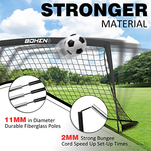 BOHEN 9x5 FT Kids Soccer Goals with Carry Bag, Portable Folding Soccer Net for Backyard Training, Indoor/Outdoor Use for Youth and Adult - color: Black, size: 9x5ft, 1 Pack