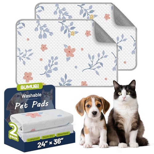 Washable Dog Pee Pads - Absorbent Reusable Puppy Training Pads, Waterproof Leak - Proof & Non - Slip for Crate Whelping Potty Training 24x36 (Pack of 2) - color: Light Gray Multicolor, size: 24x36in(Pack of 2)