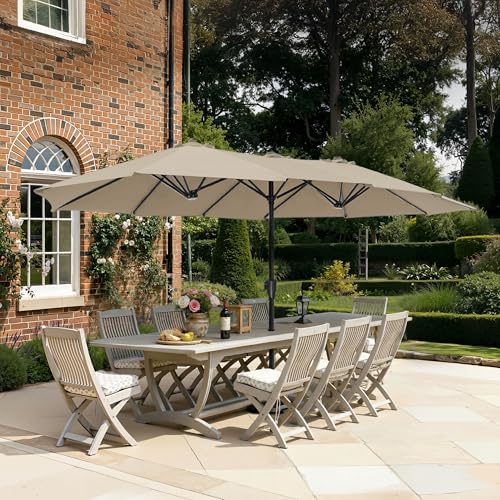 SUPERJARE 13FT Outdoor Umbrella for Patio, Double sided Pool Umbrellas with Fade Resistant Canopy, Large Table Umbrella for Deck, Market, Backyard - Warm Beige - color: Warm Beige, size: 13FT