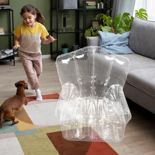 Transparent Inflatable Sofa Chair - PVC Blow Up Couch Portable Clear Lounger - Camping Lazy Air Couch for Balcony Pool Picnic