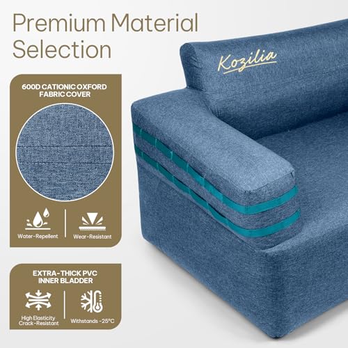 Portable Inflatable Sofa with Built-in Pump - Quick Inflation Comfortable and Durable Blow Up Loveseat for Indoor & Outdoor, Living Room, Camping, Apartment, Dorm