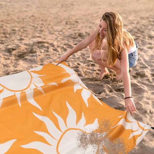 Large Beach Blanket Waterproof Sandproof, 9×10 FT Beach Mat Sand Free for 2-8 Adult with Stakes and Sand Pocket, Foldable Picnic Blankets for Outdoor, Camping Hiking, Vacation Essentials-Boho Sun Rise - color: Blanket Sunrise, size: 9x10 FT (1～8 person)