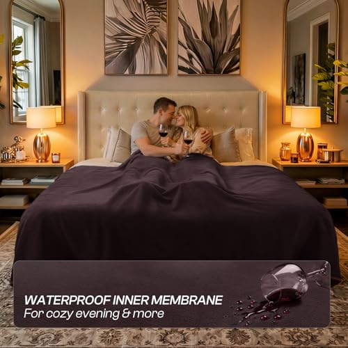 Luciphia 100% Waterproof Blanket for Adults or Small Medium Dogs, Soft Polar Fleece Pet Throw Blankets for Couch Protector Washable, Reversible Leakproof Furniture Protection,Brown Cream,57x40inch - color: Sahara Topaz, size: M (57x40 inch)