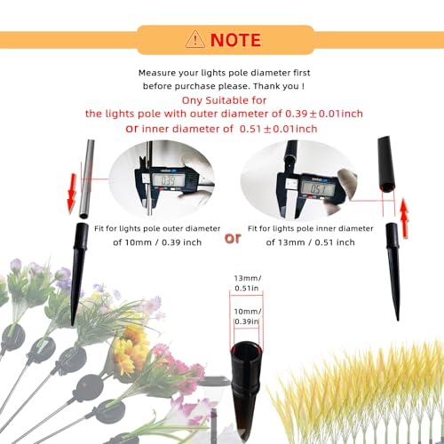 Replacement Stakes for Solar Lights, 10Pack ABS Reinforced Ground Spikes(Fit for Pole Outer Diameter 0.39 inch & Inner 0.51 inch), Solar Wheat Ear Lights Stakes for Outdoor Pathway Christmas - size: OD-0.39"&ID-0.51"ABS