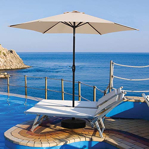 HYD-Parts 9FT Patio Umbrella Outdoor Table Umbrella,Market Umbrella with Push Button Tilt and Crank for Garden, Lawn, Deck, Backyard & Pool, No Base (Khaki) - color: Khaki, size: Umbrella Only
