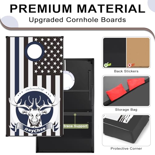 LED Cornhole Set, 3 x 2ft / 4 x2 ft Cornhole Board Game Set, Corn Hole Outdoor Game, Multi-Design with Light-Up Border, 8 Bean Bags, Carrying Case for Backyard, Beach, Lawn - color: Deer, size: 4'x2'