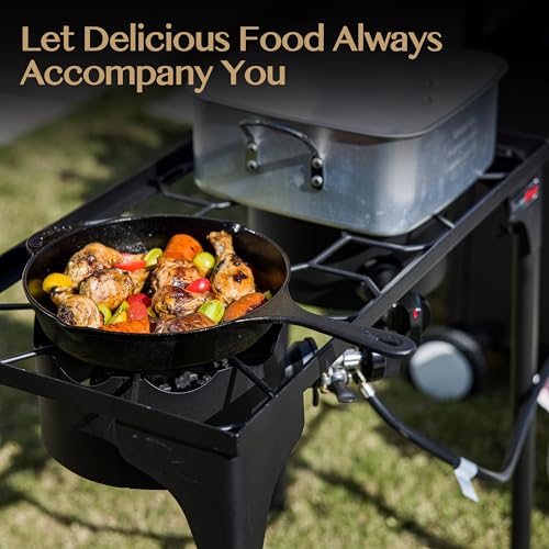 OuterMust 2 Burner Propane Gas Stove with 0-3 PSI Adjustable Regulator and Removable Legs Gas Burners for Cooking Perfect for Home Brewing, Seafood Boil and Camping - size: Dual Burner - Standard