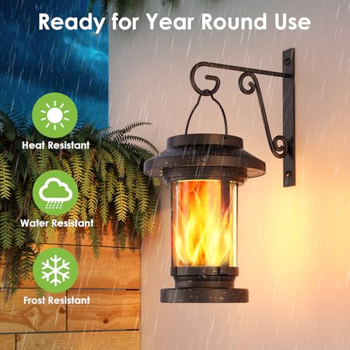 Greluna Solar Lantern Outdoor Waterproof, Flickering Flameless Solar Lights Hanging Lantern, Auto On/Off Decorative Solar Garden Lights for Patio Yard Porch Pathway Camping Decor