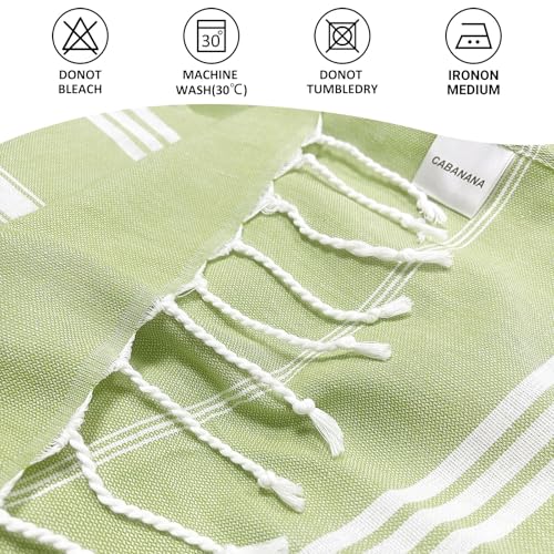 cabanana Turkish Beach Towel Oversized - 40"x70" Quick Dry Sand Free Thin Beach Towels for Adults,Extra Large Cotton Lightweigh Travel Towel for Beach Accessories(Apple Green) - color: Apple Green