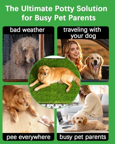 Grass Pee Pads for Dogs, 38×23", Reusable & Washable Dog Pee Pad for Large Pet, Replacement Puppy Training Turf Mat, Dog Potty Pad Artificial Grass, Indoor, Porch, Balcony, Patio, Travel