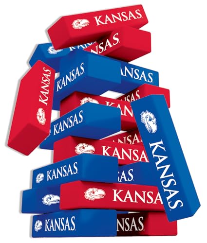 MasterPieces Kids Game - NCAA Kansas Jayhawks Tumble Tower, Officially Licensed Blocks - style: Kansas Jayhawks