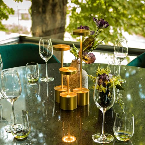 SAKRINGT 2 Pack Cordless Table Lamp Rechargeable, 5000mAh Battery Operated Portable Table Light,Dimming LED Table Lamp for Restaurant/Patio/Outdoor(Gold) - color: 2Pack Gold