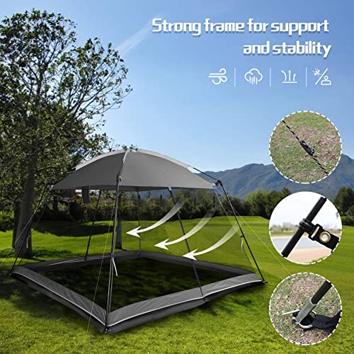 Screen House 10x10 Ft Square Camping Canopy Tent Sun Shade Gazebo Shelter Perfect for Outdoor Activities, Shale Gray - color: Shale Gray-10x10 FT