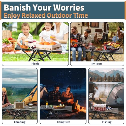 HPC DECOR Grill Table with Mesh Desktop,200lbs 3Ft Portable Folding Table,Camping Table,Picnic Table,Height Adjustable Metal Table for Ourdoor, Camping, Picnic, BBQ and Beach, RV, 35.4" L x 23.6" W - size: 3*2FT
