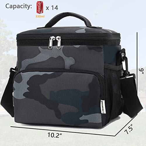 GYEUKHAM Insulated Reusable Lunch Bag Adult Large Lunch Box for Women and Men with Adjustable Shoulder Strap,Front Zipper Pocket and Dual Large Mesh Side Pockets,Black Camo - color: BlackCamo