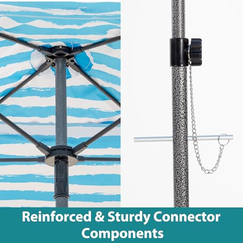 OLIXIS 6'×6' Beach Cabana Tent Sun Shelter – UPF 50+ Easy Setup Cool Canopy Tent Sun Shade with Side Wall, Wind Resistant Beach Cabana for Whole Family - color: Light Blue Stripes, size: 6ft x 6ft