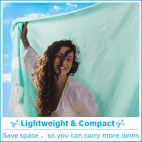 Oversized Turkish Beach Towel Blanket XXL Cotton Sandproof Towels Boho Woven Extra Large Big Sand Free Giant Throw Blankets Huge Quilt XL Picnic Camping Necessities Cloud For Adult Gifts Aqua - color: Woven Aqua, size: XXXL(88x82 IN,224x208 CM)