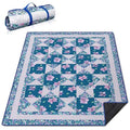 Supfitness Extra Large Picnic Blankets Waterproof Foldable (60"x 80") Beach Blanket Waterproof Sandproof,3-Layer Thicking Mat Outdoor Packable Camping Blanket - color: Flower-7, size: 5' x 6'8" (Rectangular)