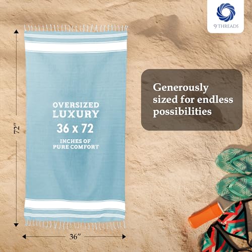Cotton Turkish Beach Towel with Towels Oversized 36"x72" Pool Absorbent Extra Large Quick Dry Sand Travel Towel (Aqua Blue, 2 Pack) - color: Aqua Blue, size: 2 Pack