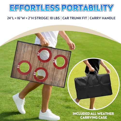 Corn Hole Toss Game for Adults 24x16 Inch Set - Portable Cornhole Board Set with Scoring Target Area, Bean Bags & Carrying Case | Family Kids Outdoor Backyard Beach Lawn Games