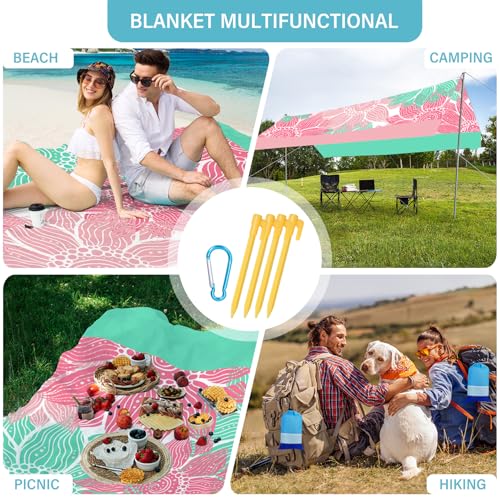 Beach Blanket 78''×110'' Suits 1-7 Adults Waterproof Sandproof Oversized Lightweight Waterproof Durable Blanket Large Picnic Mat for Beach Travel Camping Picnic Hiking - color: Flower Mix, size: 78''x110''