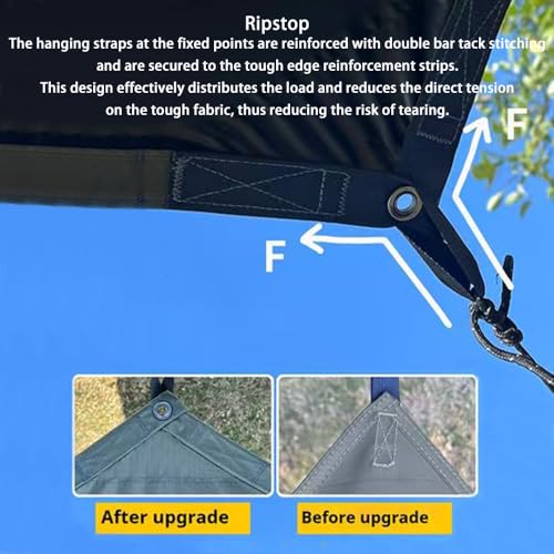 16x16 ft Large Camping Tarp with Poles Waterproof Hammock Rain Fly Camping Awning Sun Shelter (Green, Without Poles) - color: Green, size: Without Poles