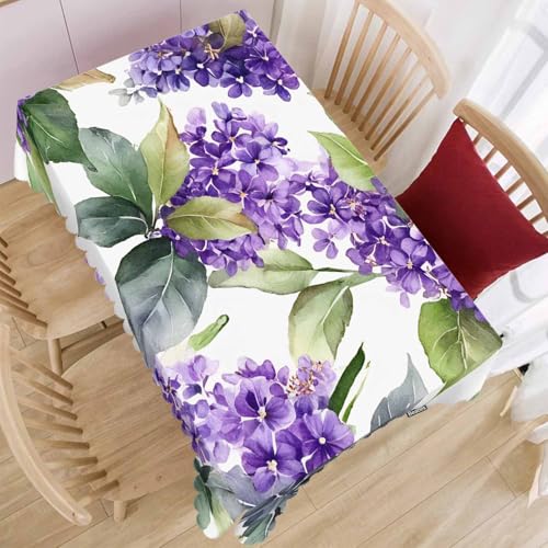 Violet Tablecloth for Rectangle Tables, 52"X70", Watercolor Violet Flowers, Purple, Picnic Table Cover, Indoor/Outdoor, Stain & Wrinkle Resistant - color: Violet