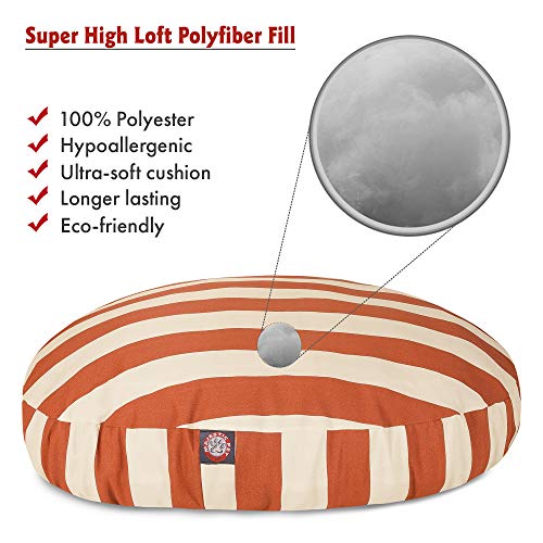 Burnt Orange Vertical Stripe Large Round Indoor Outdoor Pet Dog Bed With Removable Washable Cover By Majestic Pet Products - color: Burnt Orange, size: Large