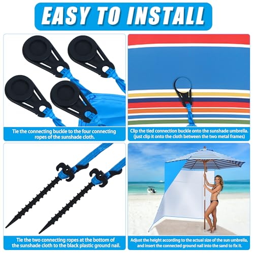 Bylion Large 5.9 x 9.8ft Umbrella Side Shade-UPF50+ Sidewall Accessory for Portable Beach Umbrella Removable Shelter Wall to Block Sun, Wind, & Rain - Waterproof SunWall for Universal Canopy Sunshade