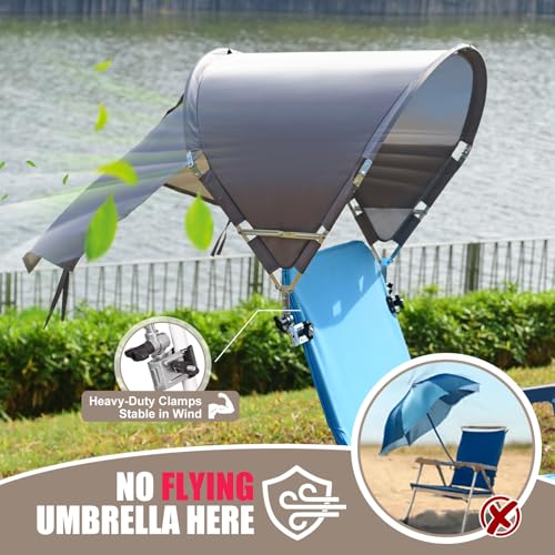 Universal Wind-Resistant Chair Umbrella Canopy, Foldable Portable UPF 50+ Sun Shade Attachment with Adjustable Clamp, Fits Most Beach, Camping, Lawn, Sports, Tanning, Zero Gravity Chairs, Patented - style: Regular