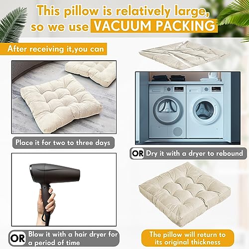 Jerify Floor Pillow Cushions Large Round Square Large Meditation Floor Pillow for Classroom Adult Meditation Picnic Party Seating Learning Daycare School(Square,Beige,4 Pcs) - color: Beige, size: Square