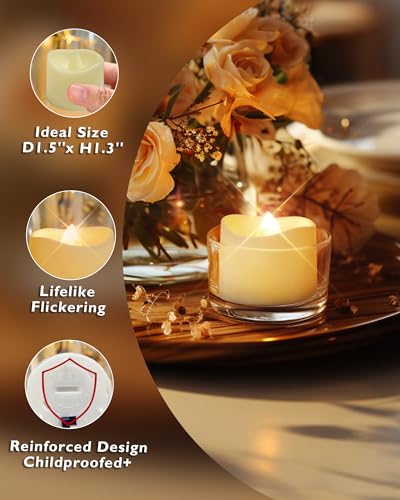 Homemory 24-Pack Flameless LED Tea Lights Candles Battery Operated, 200+Hour Fake Electric Candles TeaLights for Votive, Aniversary, Wedding Centerpiece Table Decor, Funeral, Halloween, Christmas - color: Warm White Glow – Ivory Body, size: Pack of 24