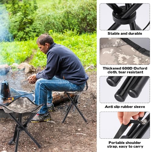Travel Folding Camping Stool, 14.6 inches Lightweight Outdoor Tripod Chair and Maximum weight 210 lbs Portable Party Chair Fishing Chairs Seat for Camp Hiking Beach Garden and Painting (Camouflage) - color: Camouflage