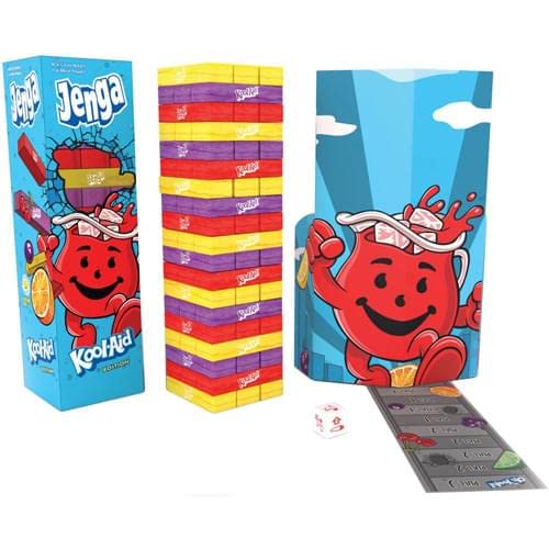 Jenga: Kool-Aid | Collectible Jenga Game | Build the Jenga Tower Before the Kool-Aid Man Knocks It Over | Colorful Jenga Blocks | Officially-Licensed Kool-Aid Game & Merchandise
