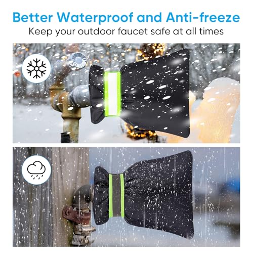 2Pack Outdoor Faucet Covers for Winter - Pro 6.7" W x 8.3" H Outdoor Water Faucet Cover Socks for Winter Freeze Protection Pipe Insulation Reusable Waterproof Insulated Spigot backflow Cover,Black - color: Black