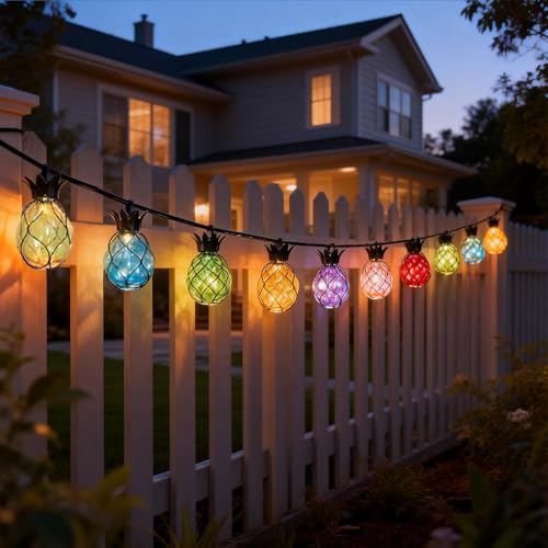 Vigdur Pineapple String Lights - Outdoor Patio Lights Plug in with 10 Pineapple Bulbs Connectable, Indoor String Light for Bedroom Bistro Tiki Decor(10FT - color: Pineapple