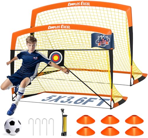 Dimples Excel Soccer Goals Kids Net for Backyard 7x5, 5x3.6, 4x3, 3x2.2 FT - style: 5x3.6 FT, 2 Set